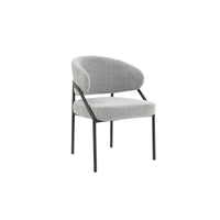 Ella Dining Chair | Black Metal & Grey Fabric