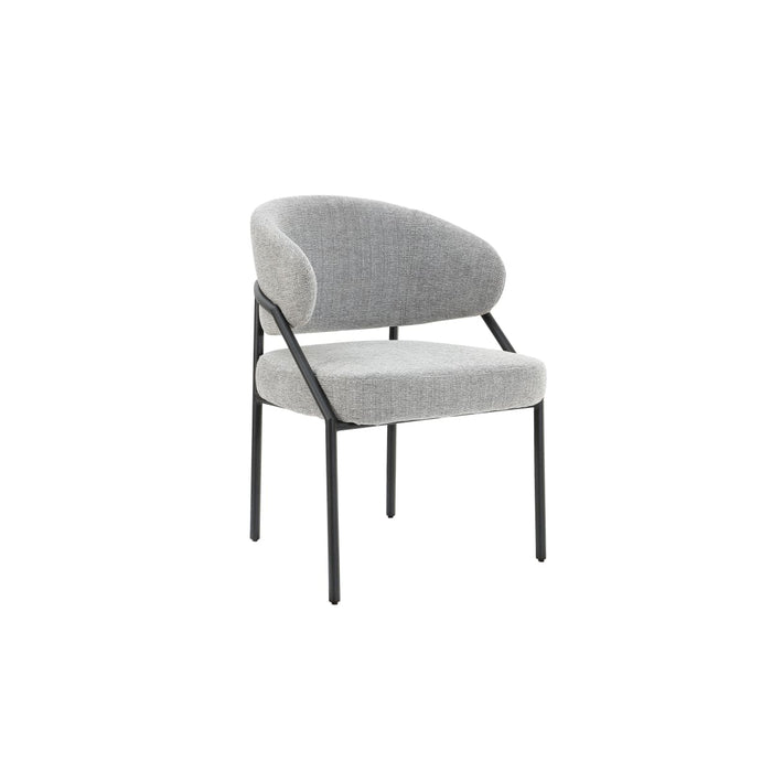 Ella Dining Chair | Black Metal & Grey Fabric