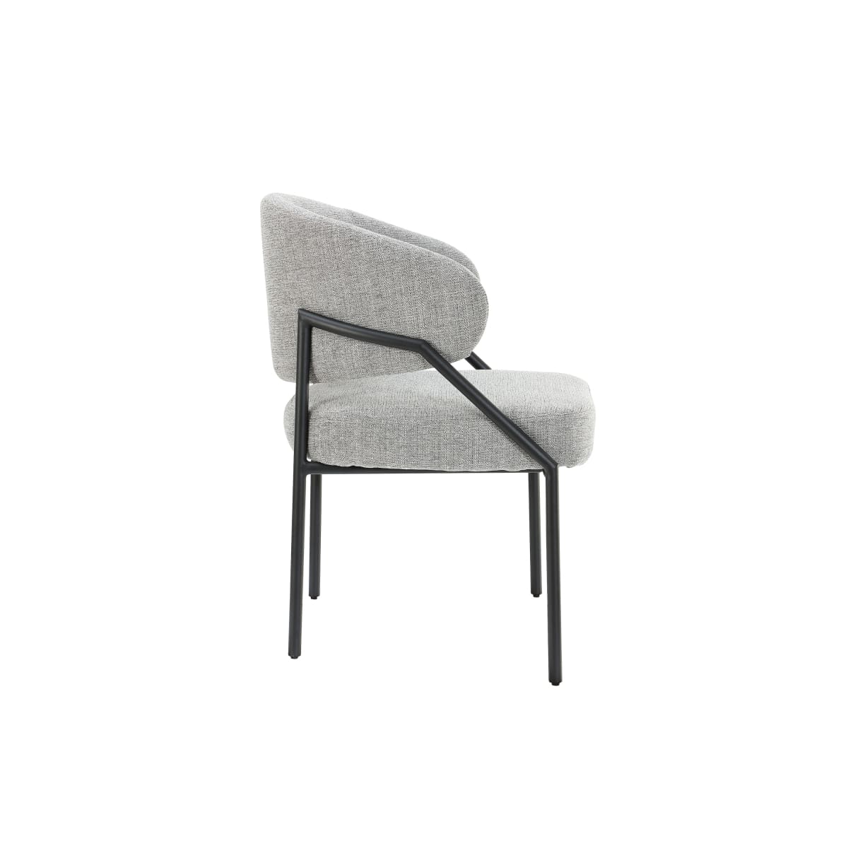 Ella Dining Chair | Black Metal & Grey Fabric