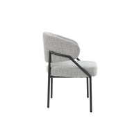 Ella Dining Chair | Black Metal & Grey Fabric