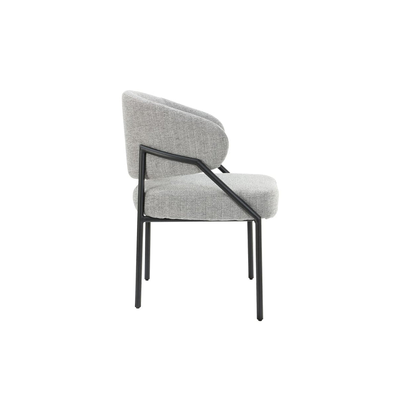 Ella Dining Chair | Black Metal & Grey Fabric