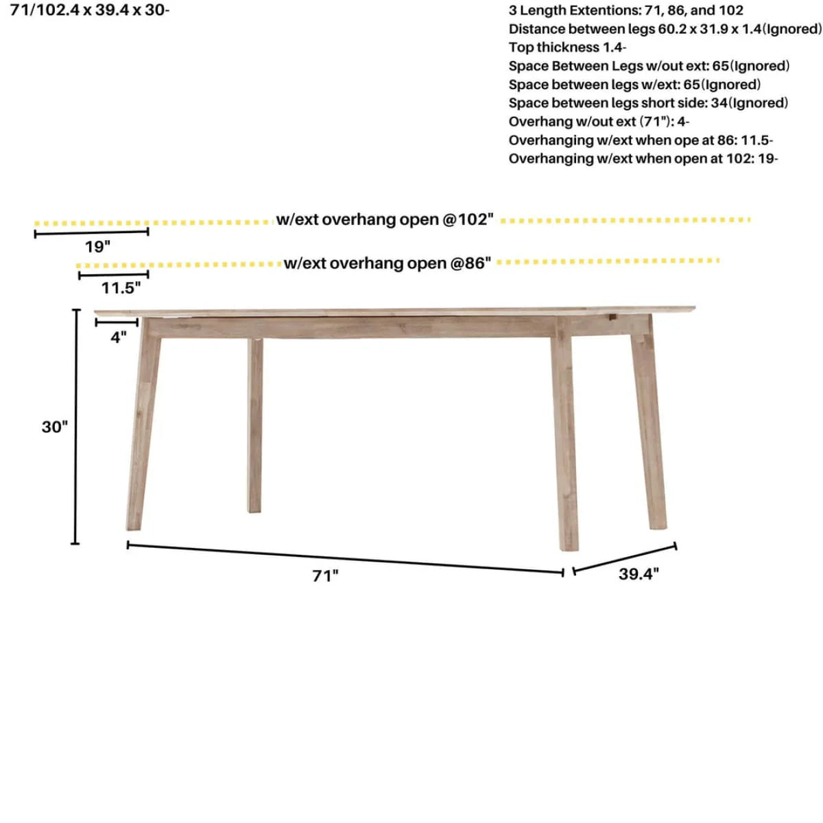 Gia Extension Dining Table - Light Driftwood