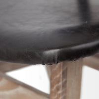 Haden Upholstered Dining Chair Black Faux Leather | Brown Wood