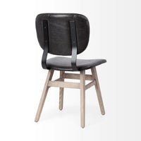 Haden Upholstered Dining Chair Black Faux Leather | Brown Wood