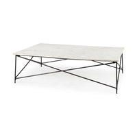 Lorlei Coffee Table White Marble | Gray Iron