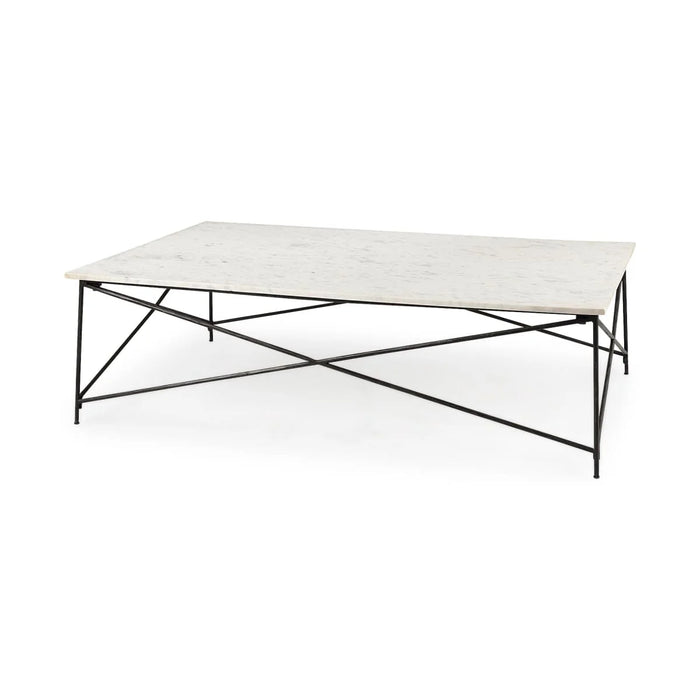 Lorlei Coffee Table White Marble | Gray Iron