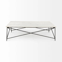 Lorlei Coffee Table White Marble | Gray Iron