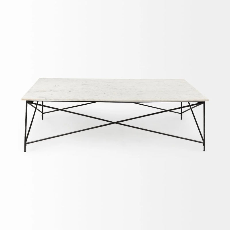 Lorlei Coffee Table White Marble | Gray Iron