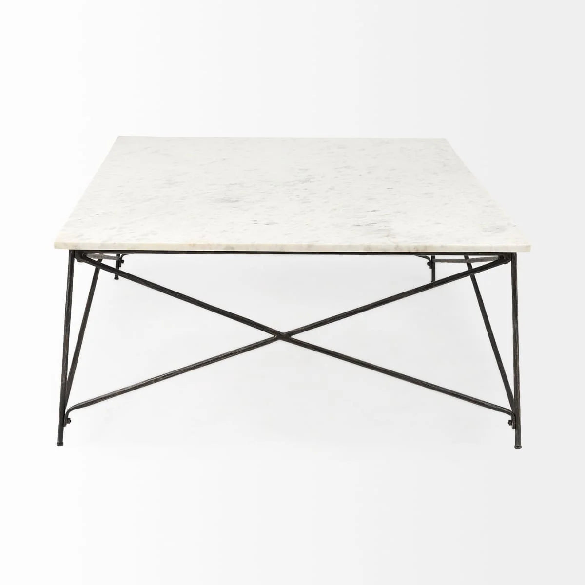 Lorlei Coffee Table White Marble | Gray Iron