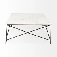 Lorlei Coffee Table White Marble | Gray Iron