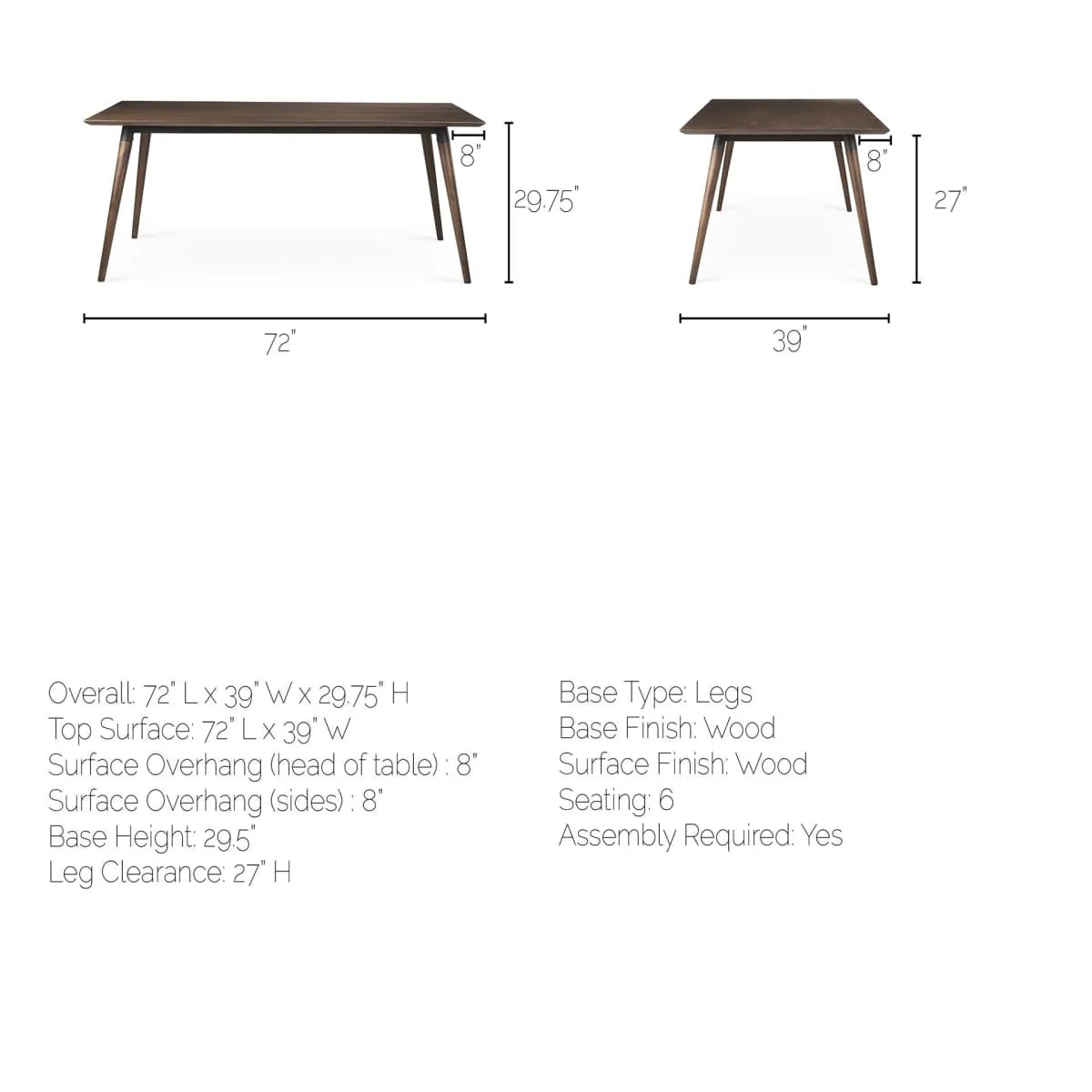 Nicholas Dining Table Brown Wood