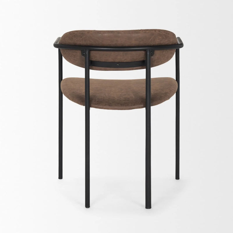 Parker Leather Dining Chair Black Metal | Brown Faux Leather