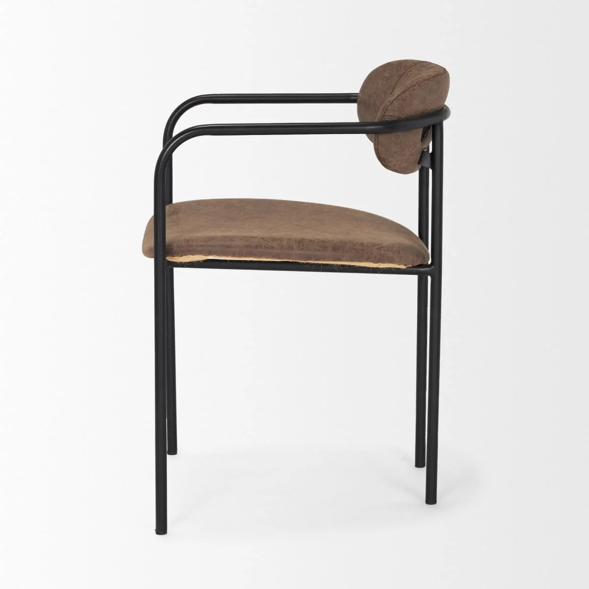 Parker Leather Dining Chair Black Metal | Brown Faux Leather