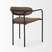 Parker Leather Dining Chair Black Metal | Brown Faux Leather