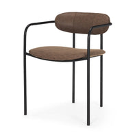 Parker Leather Dining Chair Black Metal | Brown Faux Leather