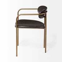 Parker Leather Dining Chair Brown Faux Leather | Gold Metal
