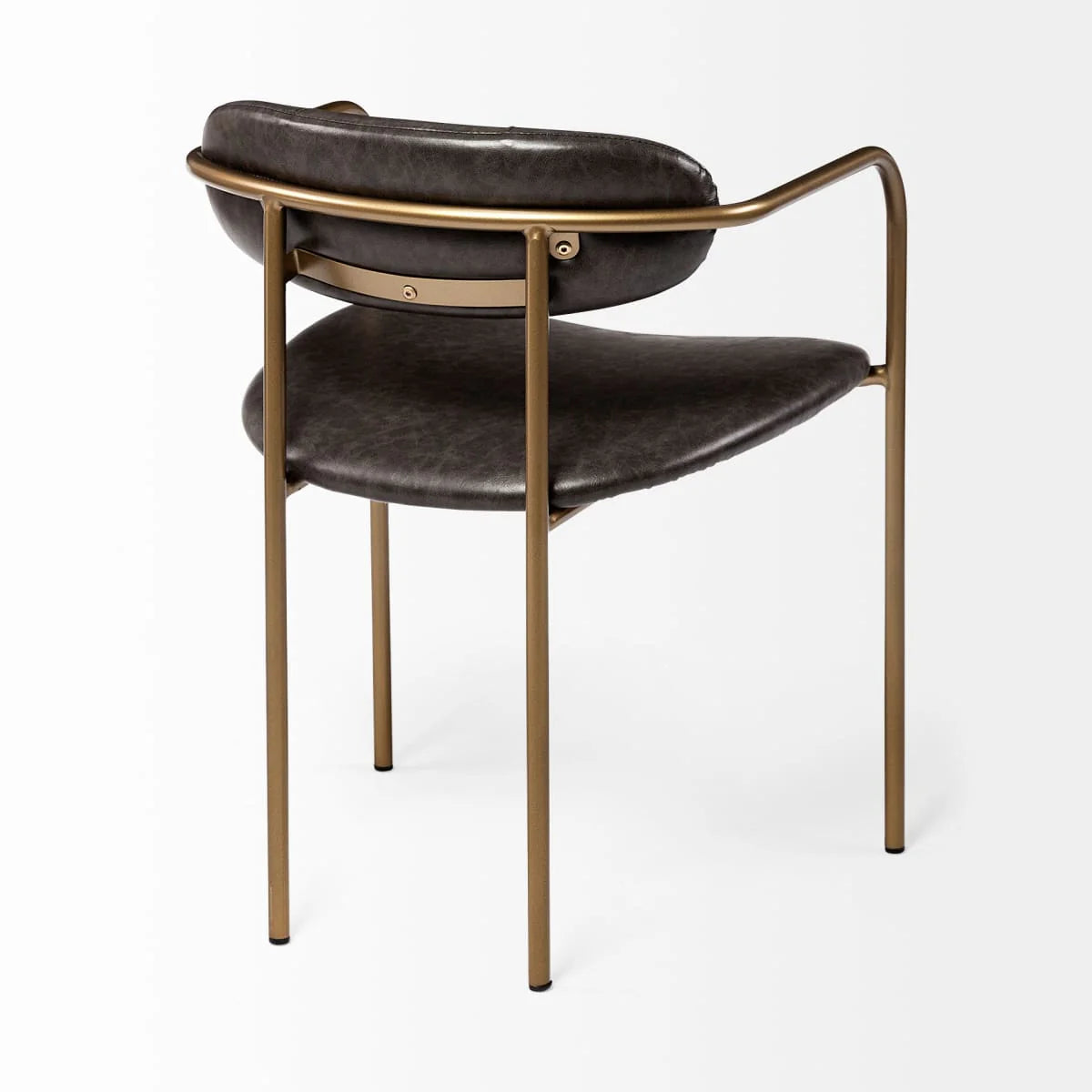 Parker Leather Dining Chair Brown Faux Leather | Gold Metal