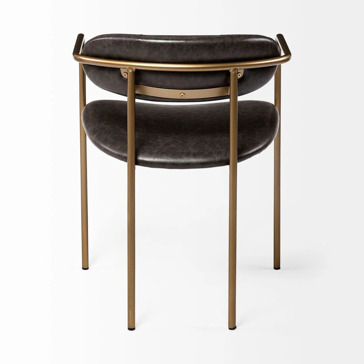 Parker Leather Dining Chair Brown Faux Leather | Gold Metal