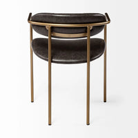 Parker Leather Dining Chair Brown Faux Leather | Gold Metal