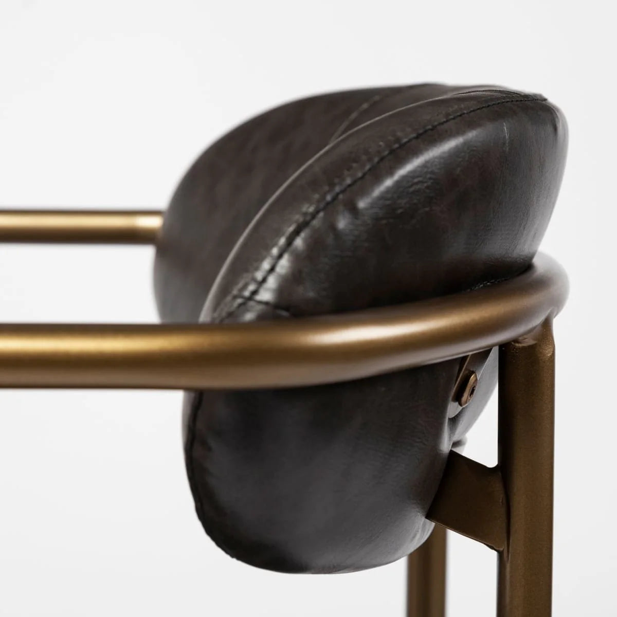 Parker Leather Dining Chair Brown Faux Leather | Gold Metal