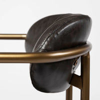 Parker Leather Dining Chair Brown Faux Leather | Gold Metal