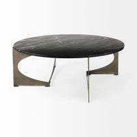 Reinhold Round Coffee Table Black Marble | Nickel Metal | Round