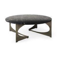 Reinhold Round Coffee Table Black Marble | Nickel Metal | Round