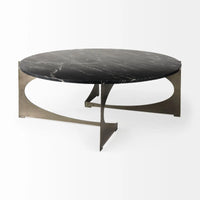 Reinhold Round Coffee Table Black Marble | Nickel Metal | Round