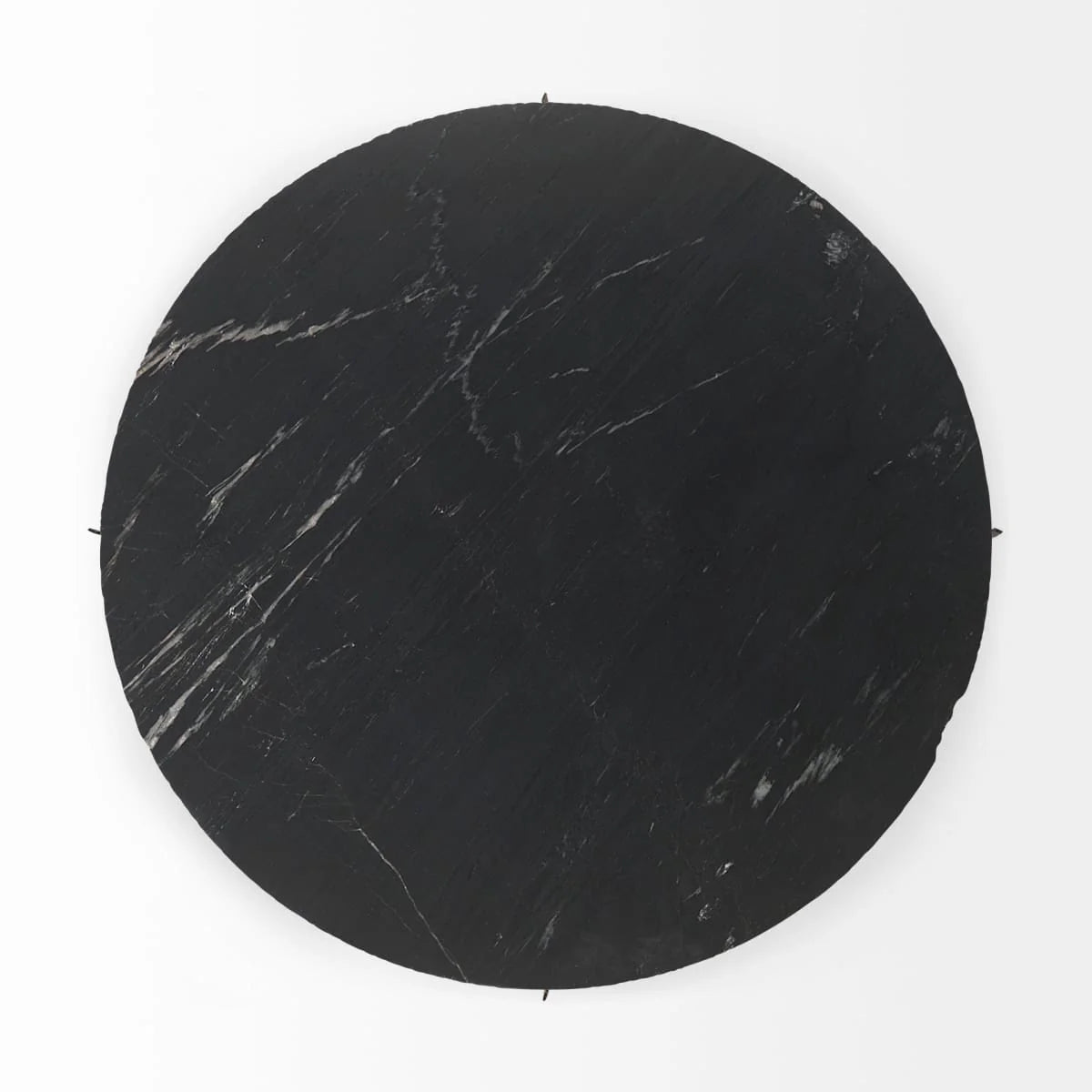 Reinhold Round Coffee Table Black Marble | Nickel Metal | Round