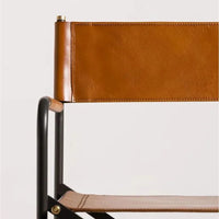 Sicily Dining Chair | Black Metal & Tan Leather