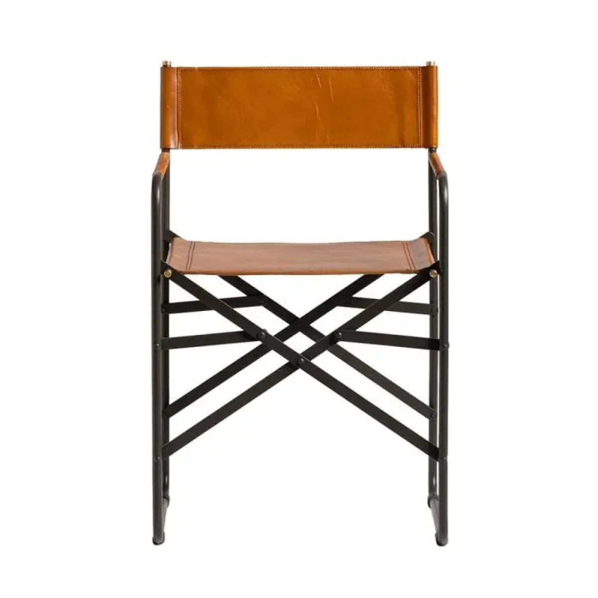 Sicily Dining Chair | Black Metal & Tan Leather