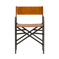 Sicily Dining Chair | Black Metal & Tan Leather