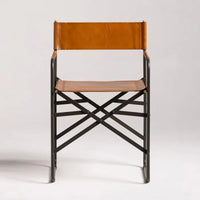 Sicily Dining Chair | Black Metal & Tan Leather