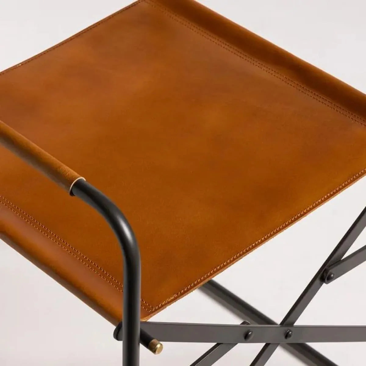 Sicily Dining Chair | Black Metal & Tan Leather