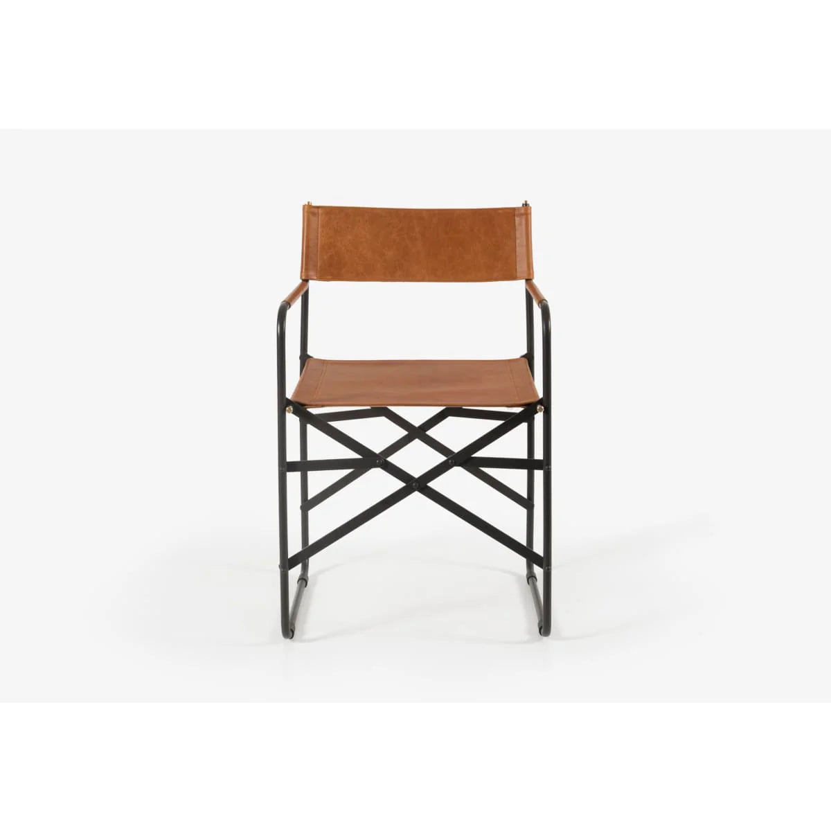 Sicily Dining Chair | Black Metal & Tan Leather