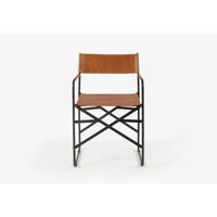 Sicily Dining Chair | Black Metal & Tan Leather