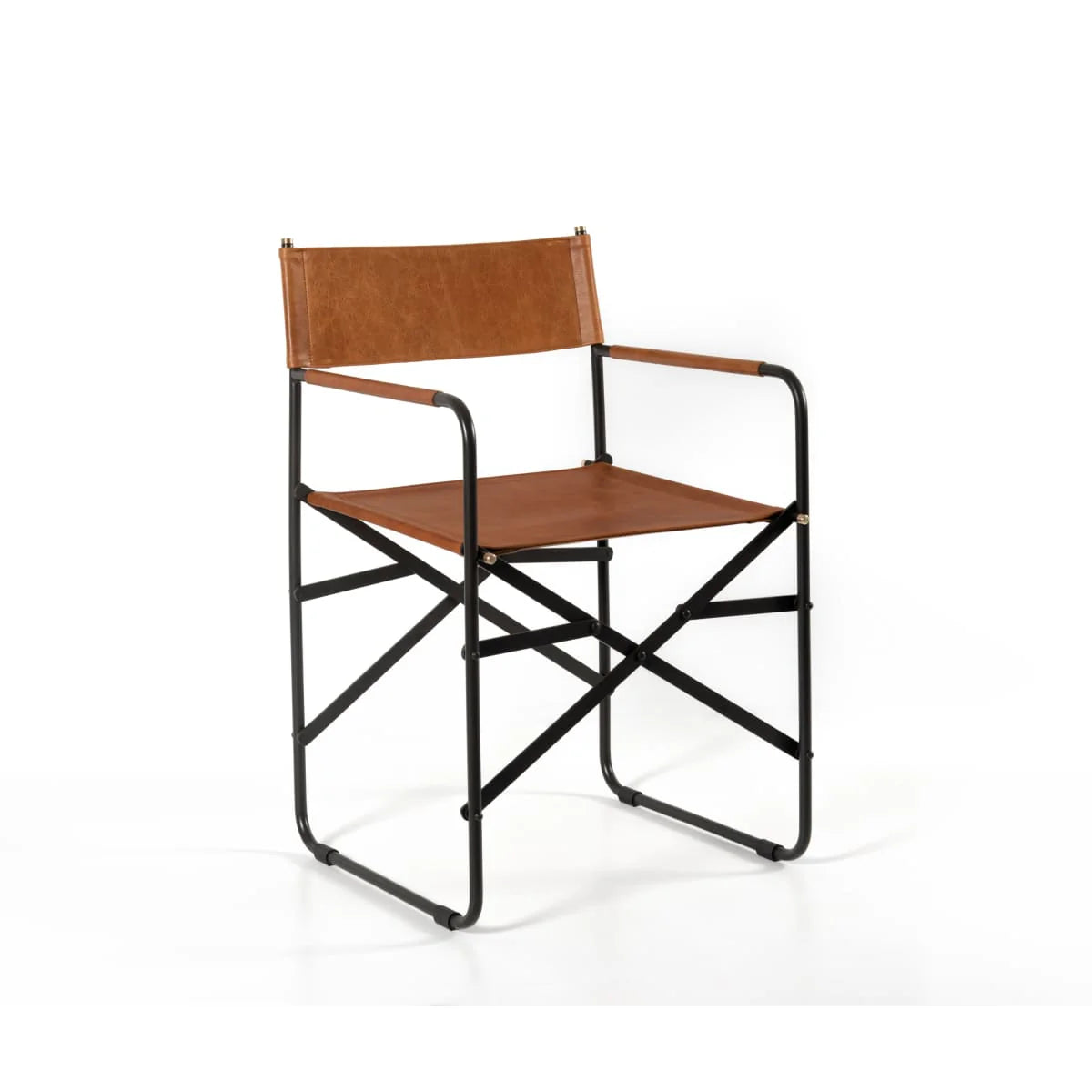 Sicily Dining Chair | Black Metal & Tan Leather