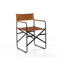 Sicily Dining Chair | Black Metal & Tan Leather