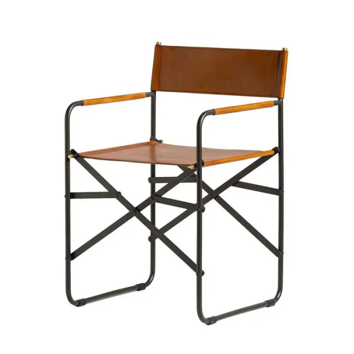 Sicily Dining Chair | Black Metal & Tan Leather