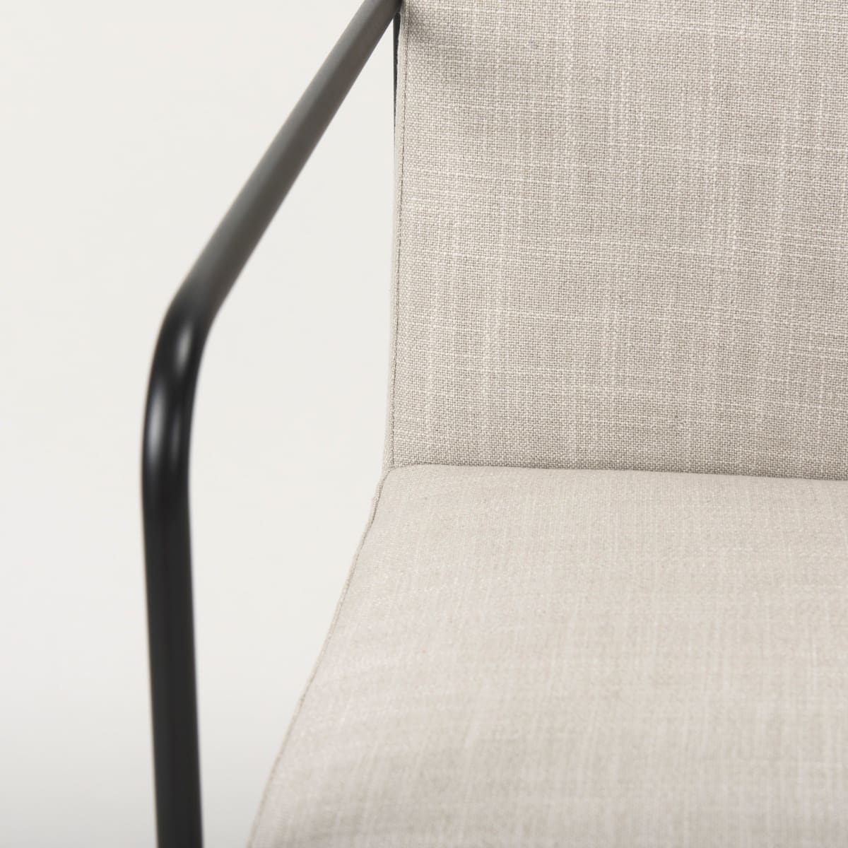 Stamford Upholstered Dining Chair Beige Fabric | Black Metal | Armed