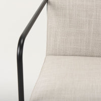 Stamford Upholstered Dining Chair Beige Fabric | Black Metal | Armed