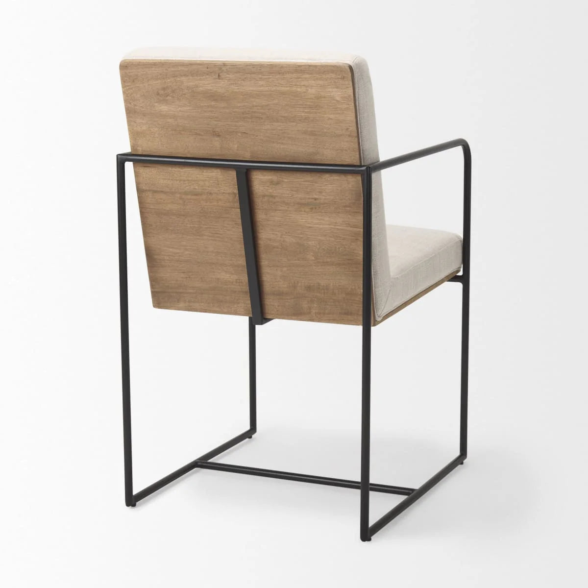 Stamford Upholstered Dining Chair Beige Fabric | Black Metal | Armed