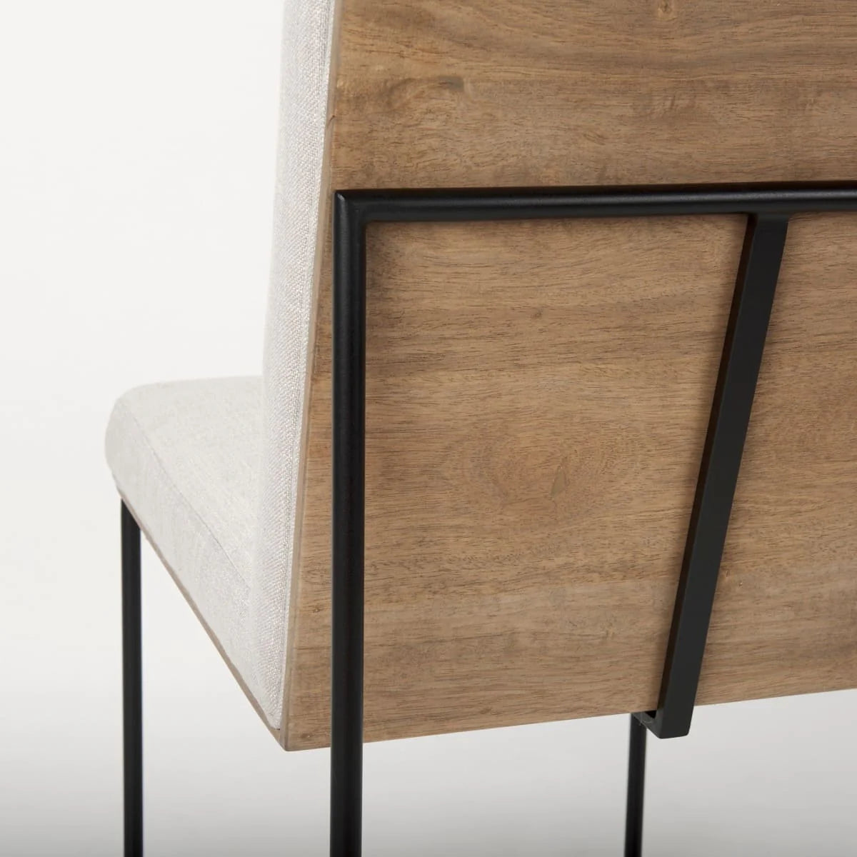 Stamford Upholstered Dining Chair Beige Fabric| Black Metal | Armless