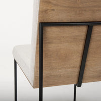 Stamford Upholstered Dining Chair Beige Fabric| Black Metal | Armless