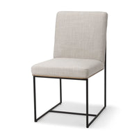 Stamford Upholstered Dining Chair Beige Fabric| Black Metal | Armless