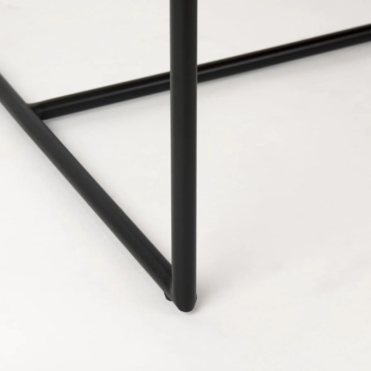 Stamford Upholstered Dining Chair Beige Fabric| Black Metal | Armless