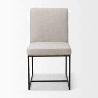 Stamford Upholstered Dining Chair Beige Fabric| Black Metal | Armless