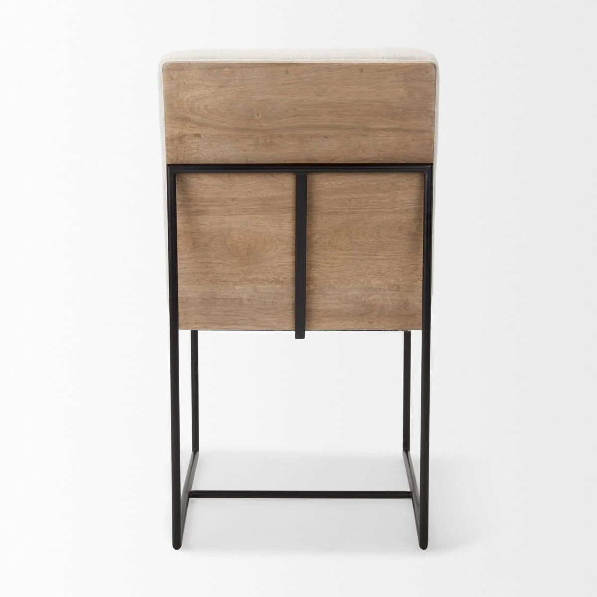 Stamford Upholstered Dining Chair Beige Fabric| Black Metal | Armless