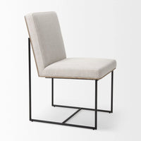 Stamford Upholstered Dining Chair Beige Fabric| Black Metal | Armless