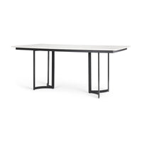 Tanner Rectangle Dining Table White Marble | Black Metal | Rectangle